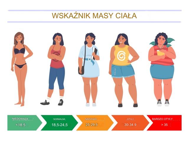 BMI dla kobiet Wykres indeksu masy ciała oparty na wzroście i wadze płaska wektorowa ilustracja